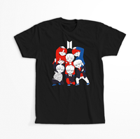 Koszulka Czarna BTS - WYBIERZ KOLOR KOSZULKI I FASON Męska 4XL