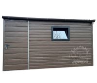 SCHOWEK DOMEK OGRODOWY 4x3 m 2x okno rynny ciemny orze drewnopodobny ID536