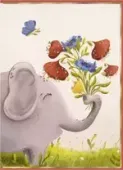 Mini Karnet B8, Słoń Z Bukietem