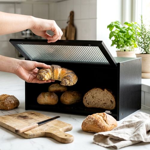Chlebak bambusowy czarny 40x25x20 cm na Arena.pl