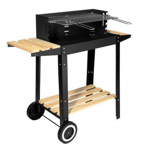 NA MAJÓWKĘ Grill Ogrodowy Węglowy Duży Na Kołach Mobilny Drewniane Półki na Arena.pl