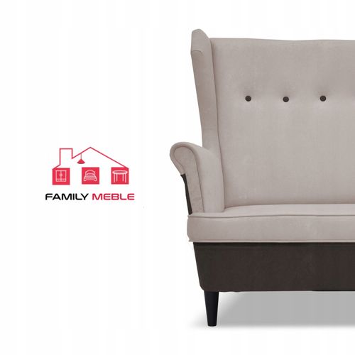 Zestaw wypoczynkowy uszak ARI DUO sofa fotele Family Meble brąz - beż na Arena.pl