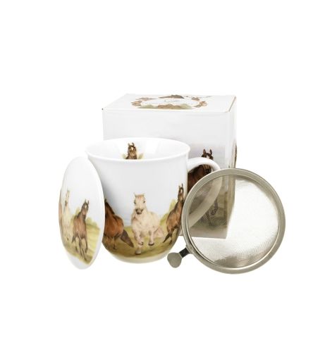 KUBEK Z ZAPARZACZEM POKRYWKĄ DO ZIÓŁ DUO KONIE W GALOPIE NA PREZENT 400 ML na Arena.pl