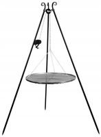 GRILL NA TRÓJNOGU OGRODOWY RUSZT WISZĄCY 80CM + KOŁOWROTEK
