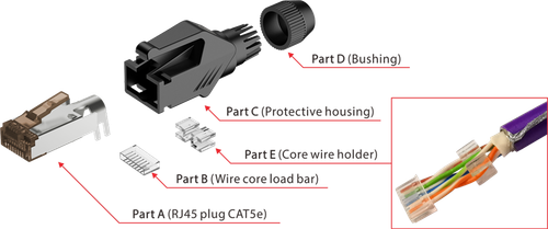 Wtyk typu RJ45 z osłoną Roxtone RJ45C5E-PHBN na Arena.pl
