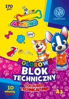 Blok techniczny kolorowy ASTRINO A3 170g 10 arkuszów dla dzieci i szkoły