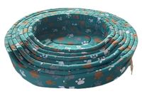 Legowisko dla psa zielone okrągłe w łapki 7 rozmiarów