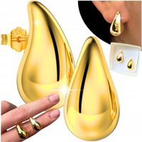 ZŁOTE KOLCZYKI POZŁACANE ŁEZKI KROPLE SREBRO 925 WISZĄCE DMUCHANE WKRĘTKI