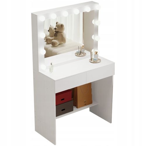 TOALETKA KOSMETYCZNA DO MAKIJAŻU WIZAŻU Z LUSTREM LED NOWOCZESNA LOFT GLAMO na Arena.pl