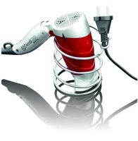 Uchwyt na suszarkę do włosów średnica 8 cm metalowa srebrna