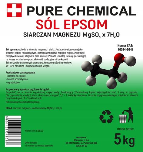 SIARCZAN MAGNEZU SÓL GORZKA DO KĄPIELI EPSOM 5kg na Arena.pl
