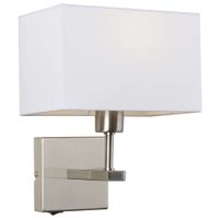 Abażurowa LAMPA ścienna NORTE WL-1122-1-A-SN-RC-WH Italux klasyczna OPRAWA prostokątny kinkiet biały nikiel