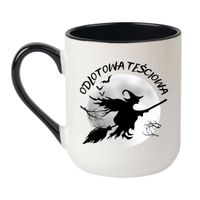 KUBEK "ODLOTOWA TEŚCIOWA" Wzór - Elegant Coffee Czarny 330 ml