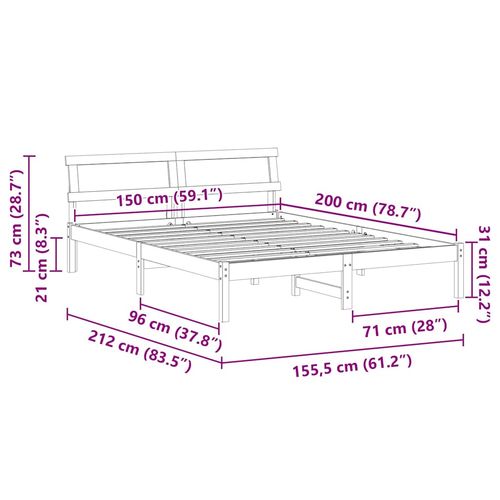 Ramka łóżka Woskowy brąz 150 x 200 cm Lite drewno sosnowe na Arena.pl