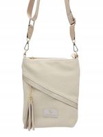 Laura Biaggi - torebka listonoszka chwost struktura płótna beżowy L323012