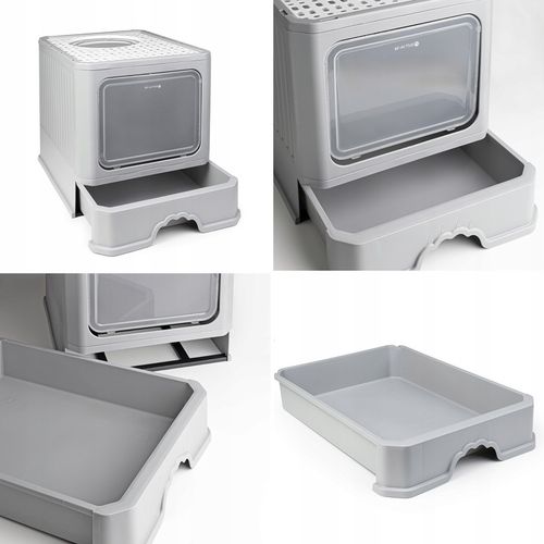 KUWETA DLA KOTA Z SZUFLADĄ ZAMKNIĘTA DUŻA KRYTA NA ŻWIREK TOALETA ŁOPATKA na Arena.pl