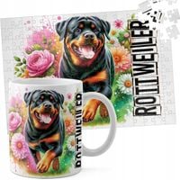 ZESTAW KUBEK + PUZZLE 110EL - PIES PSY PIESEK RASA ROTTWEILER