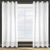 Zasłona gotowa na przelotkach STELLA 140x250 Design91 biała z pomponikami