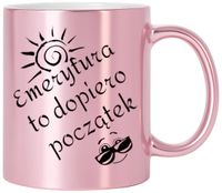 KUBEK RÓŻOWY PREMIUM DLA EMERYTKI EMERYTURA POŻEGNANIE Z PRACY