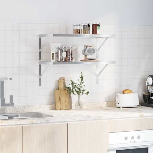 Półki ścienne, 2 szt., 75x40x3 cm, srebrna stal nierdzewna na Arena.pl