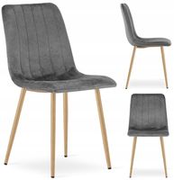 Krzesło Tapicerowane Welurowe Velvet do Salonu Kuchni Jadalni Szare