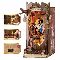 Zestaw Drewniane Puzzle 3D Book Nook Las 1:24 Led Usb Dekoracja Regału Diy