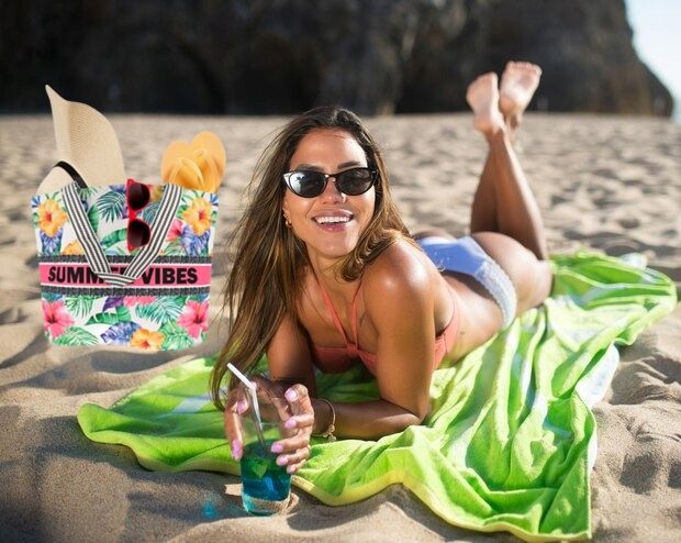 V2 TORBA PLAŻOWA SUMMER VIBES ZAPINANA SHOPPER TOREBKA NA PLAŻĘ PIKNIK MIX zdjęcie 8