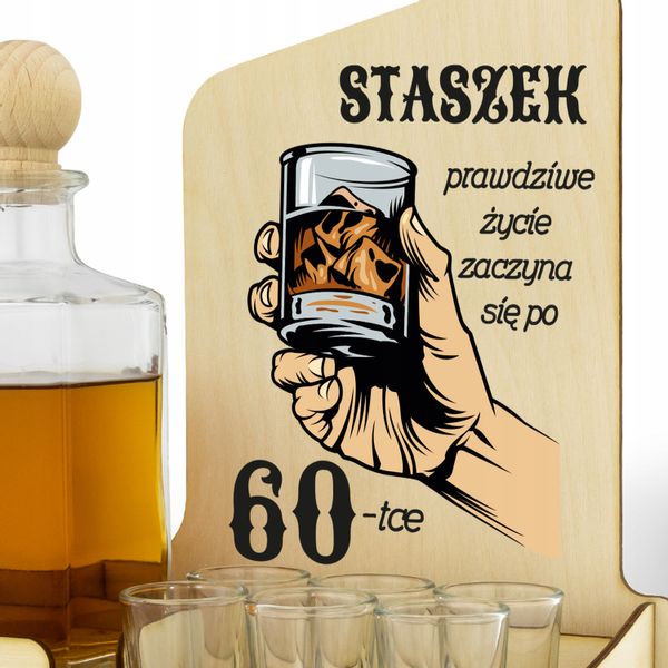 Karafka barek kieliszki z nadrukiem URODZINY 60 zdjęcie 2