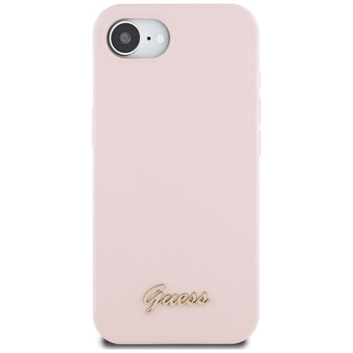 Etui Guess Silicone Script Metal Logo MagSafe do iPhone 16e różowy na Arena.pl