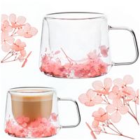 Szklanka termiczna do kawy 180 ml filiżanka z podwójnym dnem na herbatę, z kwiatami