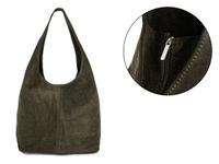 Włoska Torebka worek Skórzana zamsz Naturalny musztarda U35