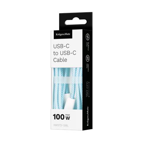 Kabel USB typu C Kruger&Matz Basic niebieski 100 W 1,5 m na Arena.pl