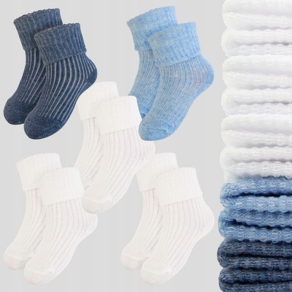 5-pak DELIKATNE BEZUCISKOWE bawełniane skarpetki NIEMOWLĘCE 0-3m r. 56 zdjęcie 1