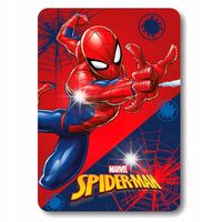 Koc Spiderman polarowy o wymiarach 100 x 140 cm ciepły i miękki