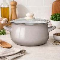 Garnek emaliowany 3,5 l z pokrywą 22 cm indukcja gaz Altom Design taupe