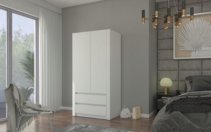 Szafa garderoba 90cm 2d 2sz biała B-20 zdjęcie 7