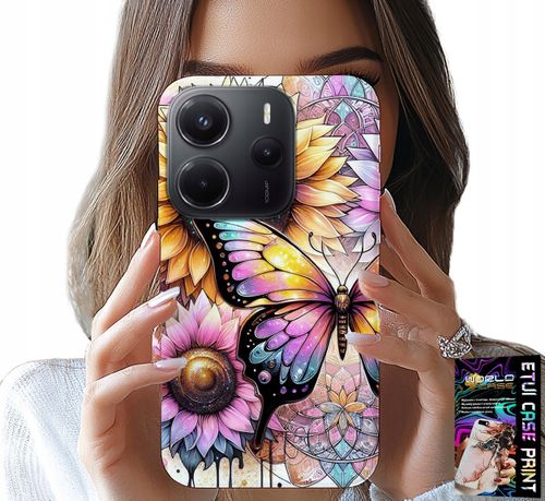 ETUI DO XIAOMI NOTE 14 4G - SŁONECZNIK Z MOTYLKIEM, OBUDOWA + FOLIA na Arena.pl
