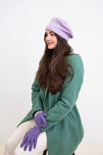 Beret damski angorowy Knitted Moments - ciepły, angora Czarny na Arena.pl