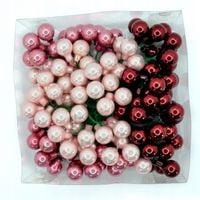 Bombki szklane drucik dziki kwiat jasny róż, różowy, bordo 2 cm/ 144szt