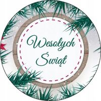 NAKLEJKI ŚWIĄTECZNE z LOGO REKLAMOWE firmowe wesołych świąt 10 cm 500 szt