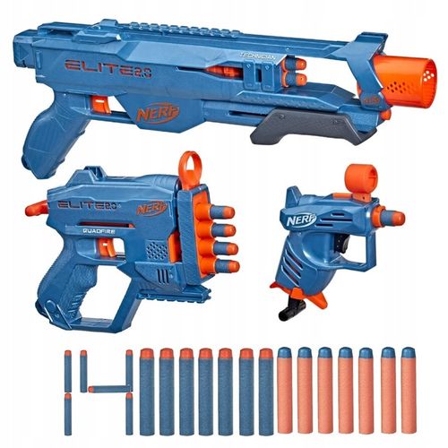 ZESTAW NERF ELITE 2.0 3 WYRZUTNIE PISTOLET KARABIN SHOTGUN I STRZAŁKI na Arena.pl