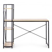 BIURKO KOMPUTEROWE LOFT 120X60 CM 3 PÓŁKI JASNY DĄB