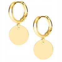 Złote Kolczyki Na Biglu z Kółkiem z Blaszką Wisząca Blaszka Bigiel srebro