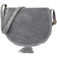 BELTIMORE torebka damska zamszowa listonoszka z klapą V012 c.szara