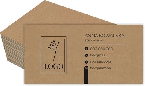200 szt Eko wizytówki firmowe kraft 250g + PROJEKT karty metki cenówki na Arena.pl