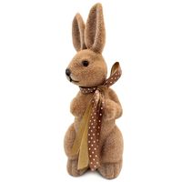 ZAJĄCZEK WIELKANOCNY BRĄZOWY FLOKOWANY ZAJĄC FIGURKA DEKORACJA ŚWIĄTECZNA