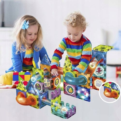 Klocki MAGNETYCZNE DUŻE 202EL Świecące TOR KULKOWY Kulodrom Magnetic Blocks na Arena.pl