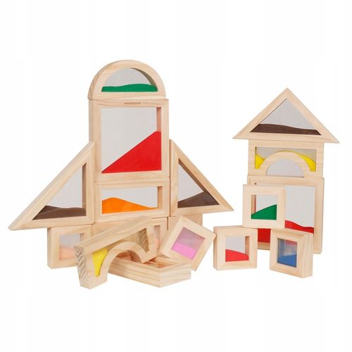 Drewniane klocki sensoryczne dla dzieci – zestaw 18 elementów do zabawy na Arena.pl