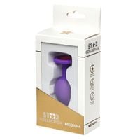 Star Collection - Purple Silicone Anal Plug M - Pink Stone