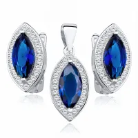 RODOWANY SREBRNY KOMPLET MARKIZA SZAFIR CYRKONIE